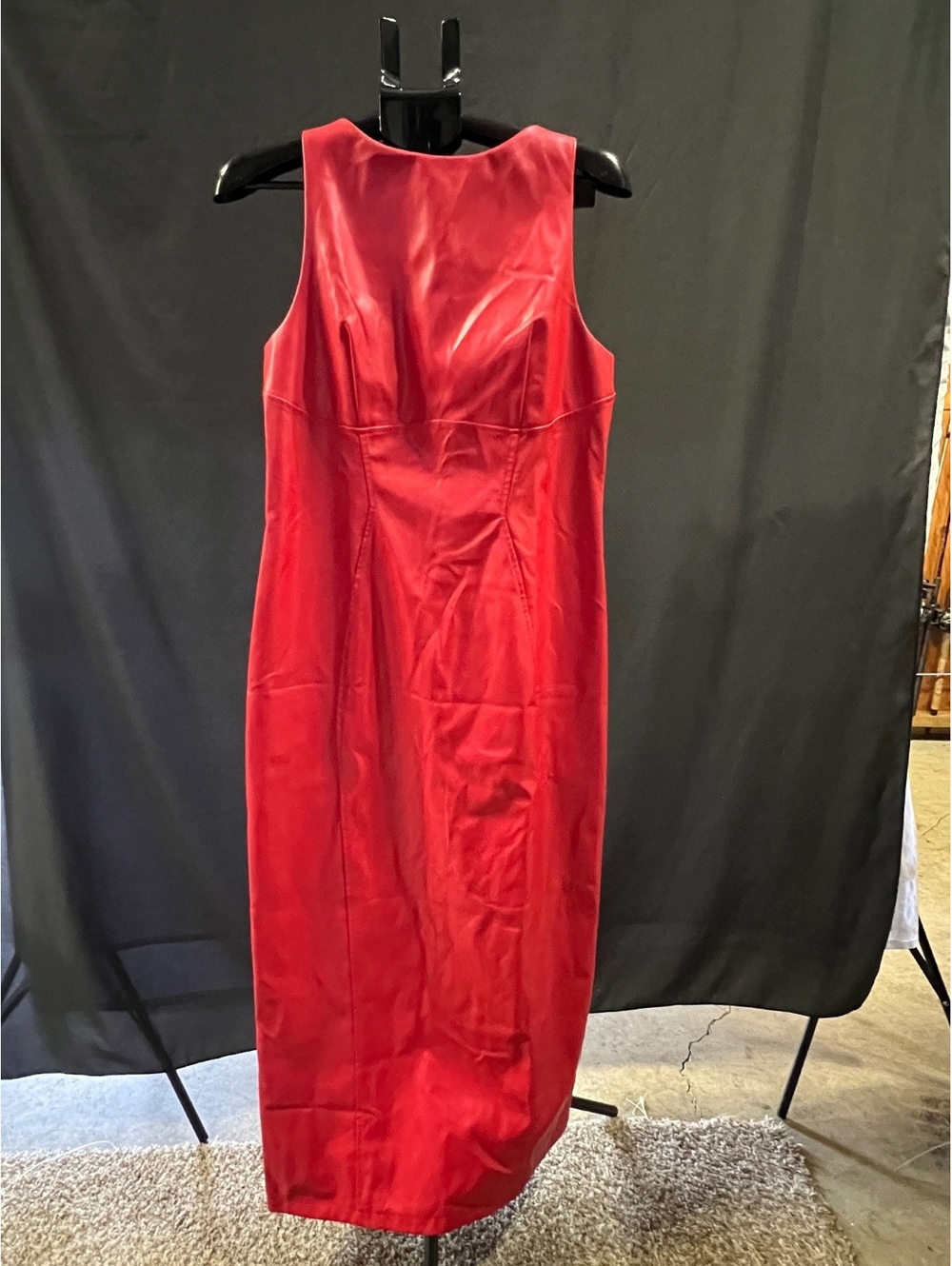 Red Leather-Look Maxi Dress – Size XL - BodyCon